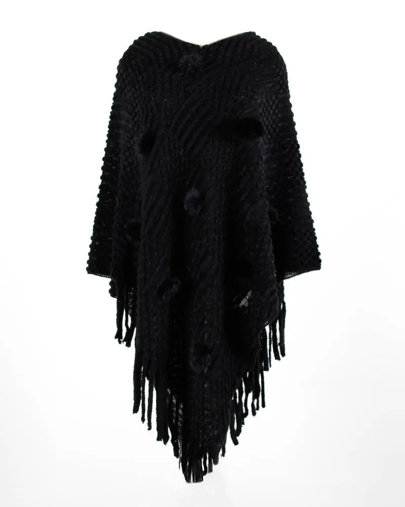 Fringed Cloak Shawl Sweater