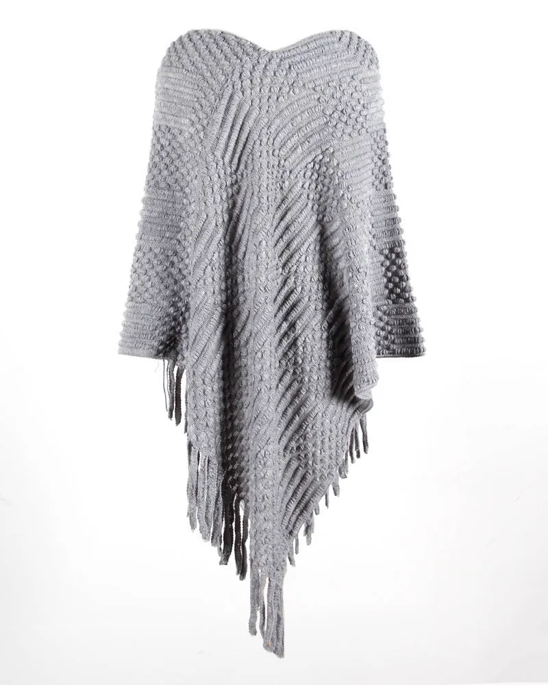 Fringed Cloak Shawl Sweater