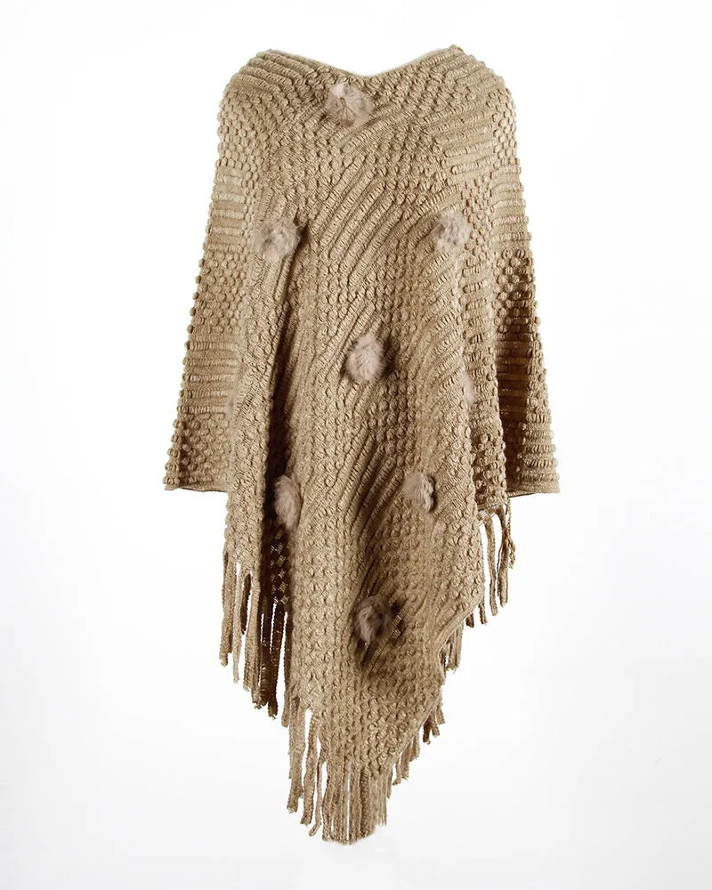 Fringed Cloak Shawl Sweater