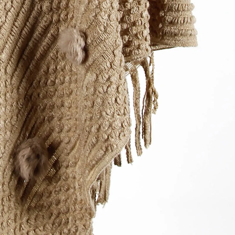 Fringed Cloak Shawl Sweater