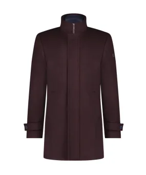 Funnel Neck Overcoat - Burgundy (Chilli Red)