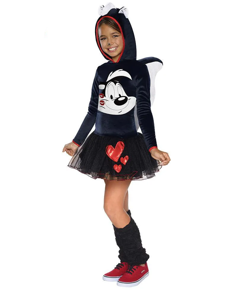 Girls Costume - Pepe Le Pew Girls Hooded