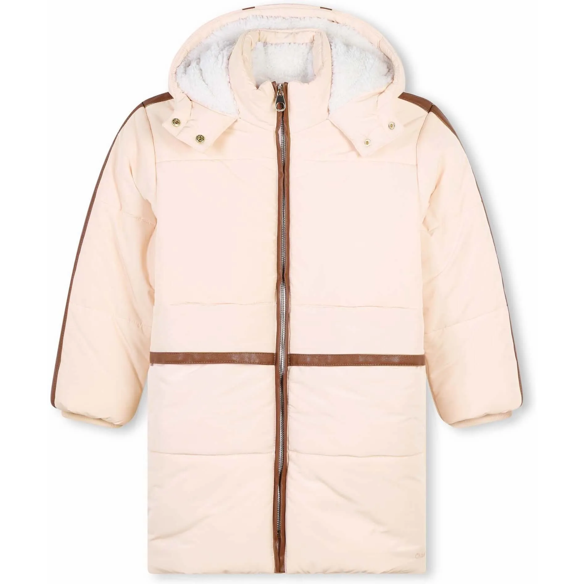 Girls Peach Puffer Coat