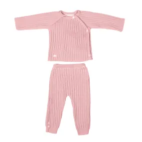 Girls Pink Knitted Trousers Set (2) | Made in France