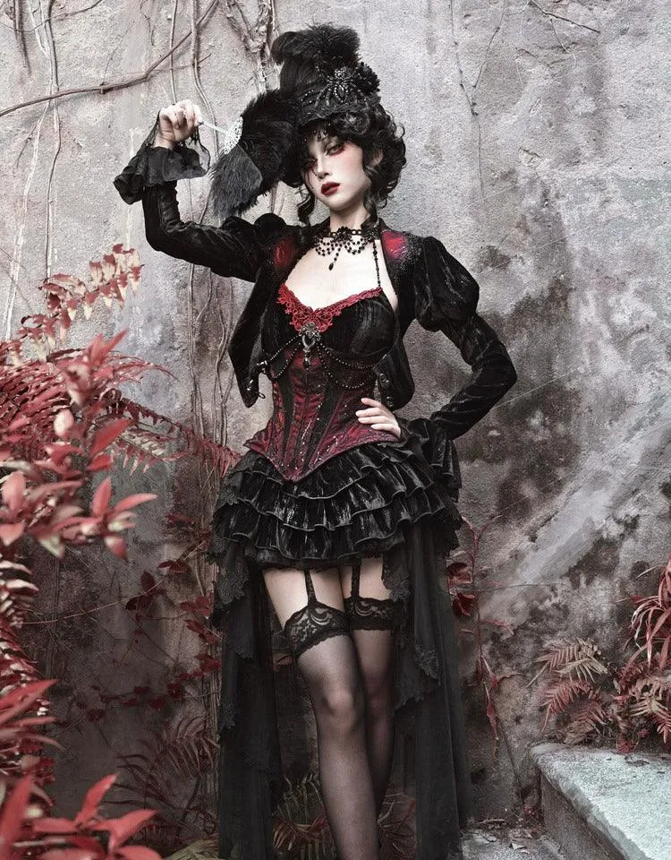 Gothic Burlesque Corset Dress With Accessories