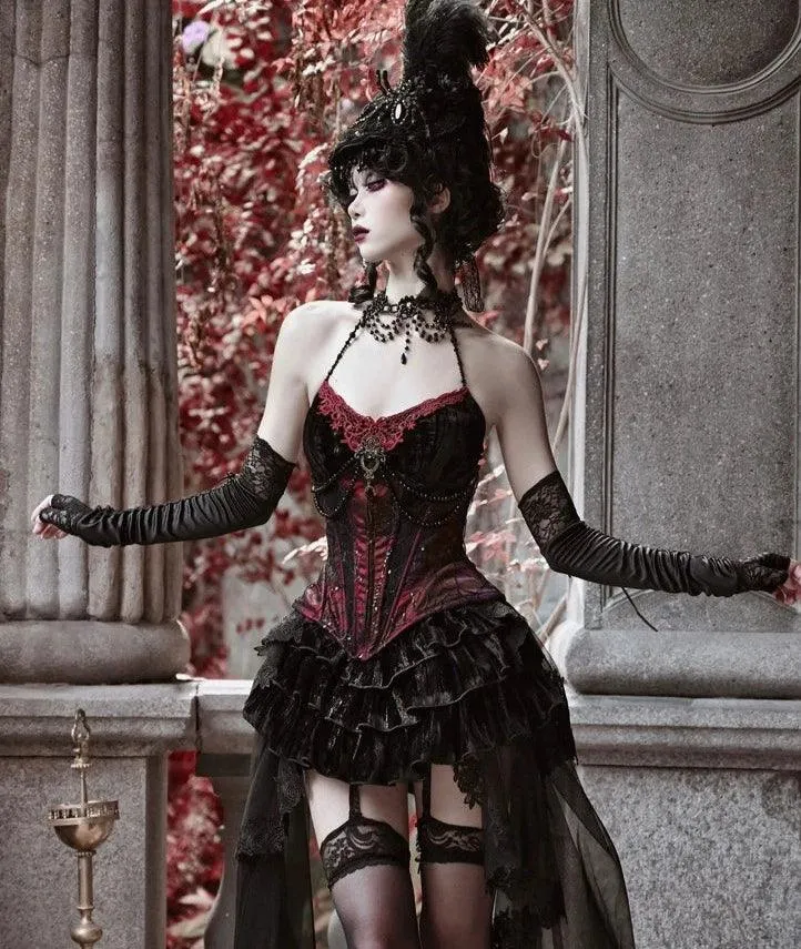 Gothic Burlesque Corset Dress With Accessories