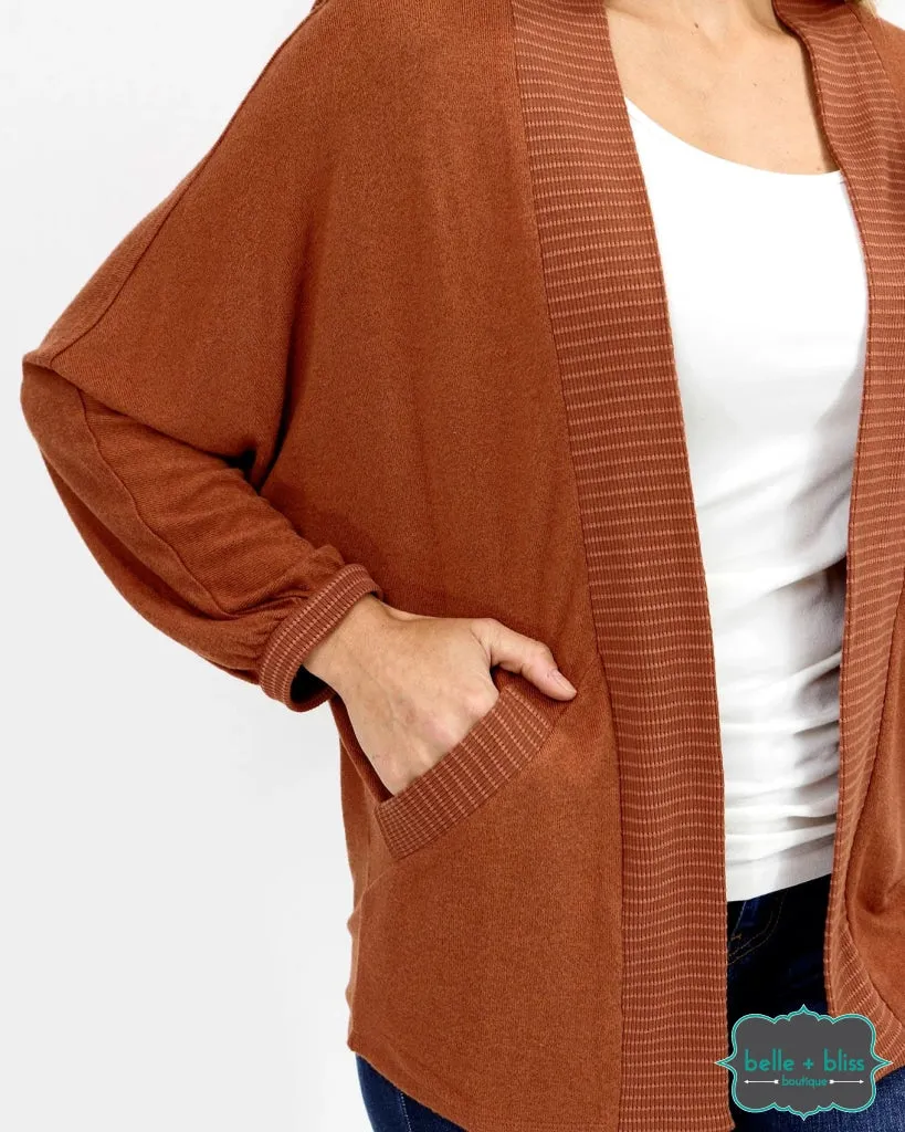 Grace and Lace Buttery Soft Cocoon Cardi - Cinnamon