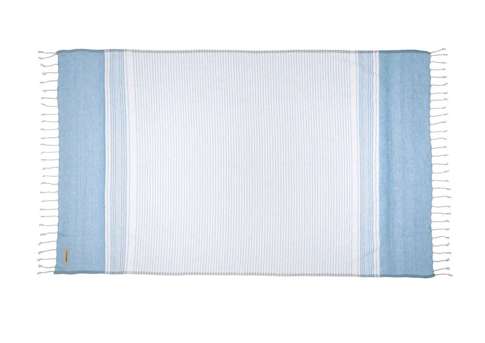 Hammam Mikonos Blue Beach Towel 100 x 180cm by Linen House