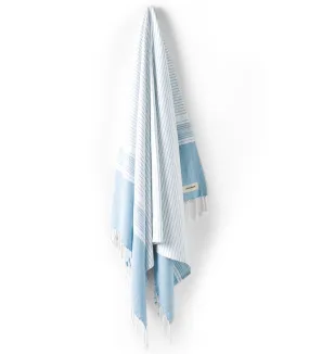 Hammam Mikonos Blue Beach Towel 100 x 180cm by Linen House