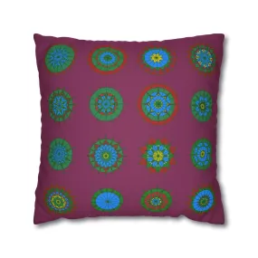 Hand-drawn Mandala Art Pillowcase - Dark Raspberry