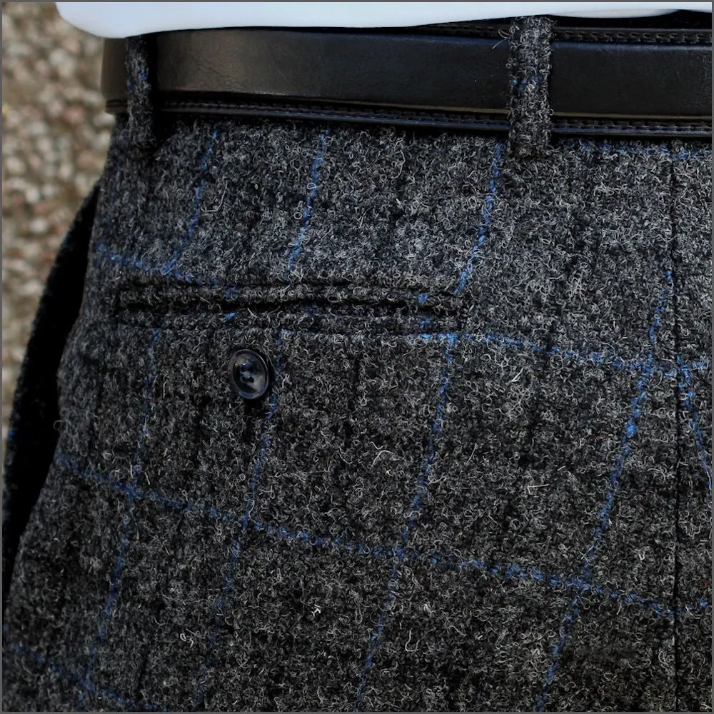 Harris Tweed Grey Marl with Blue Check 3pc Suit>