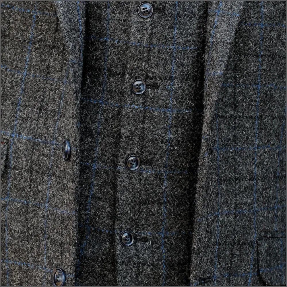 Harris Tweed Grey Marl with Blue Check 3pc Suit>