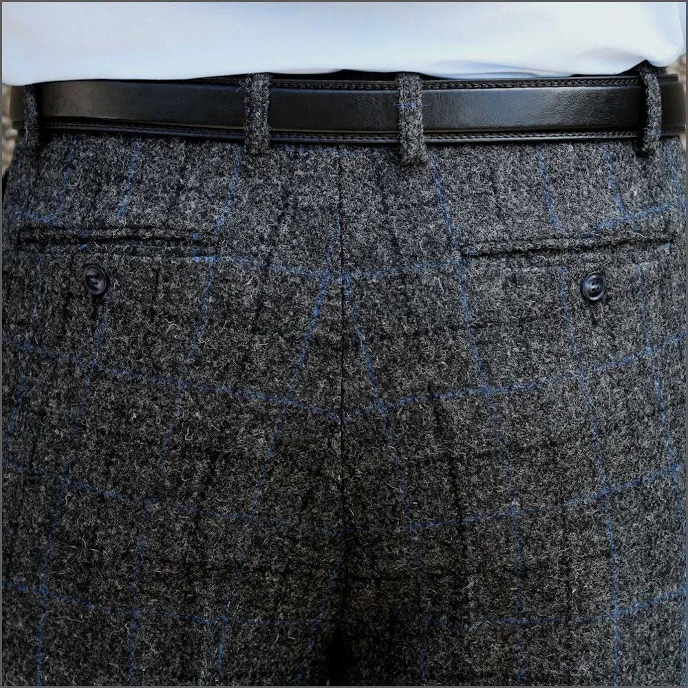 Harris Tweed Grey Marl with Blue Check 3pc Suit>