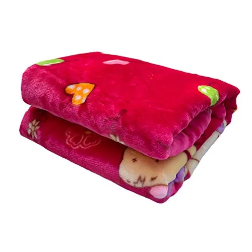 homescape Newborn Baby's Velvet Double Layer Blanket (Pink, 90 x 110 Cm)