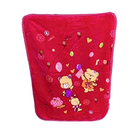 homescape Newborn Baby's Velvet Double Layer Blanket (Pink, 90 x 110 Cm)