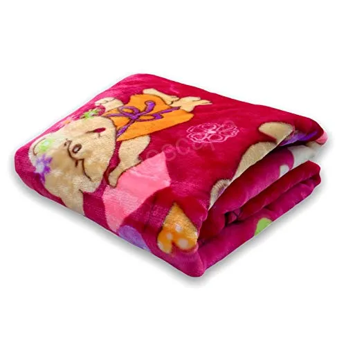 homescape Newborn Baby's Velvet Double Layer Blanket (Pink, 90 x 110 Cm)