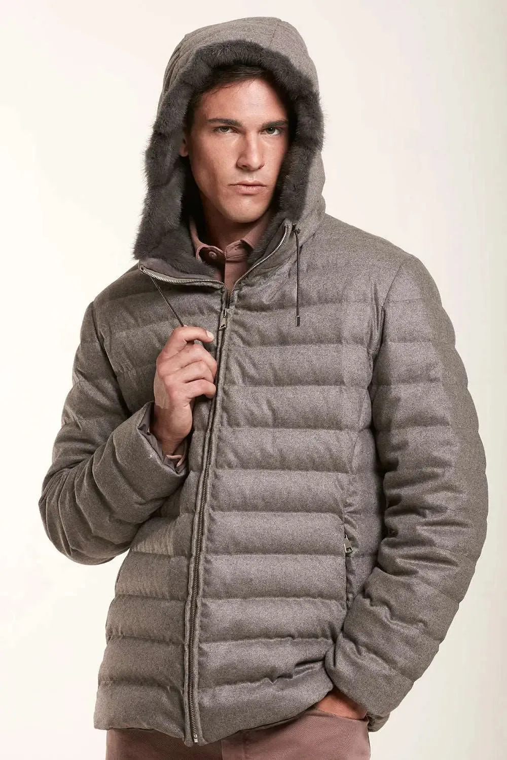 Hooded cashmere jacket