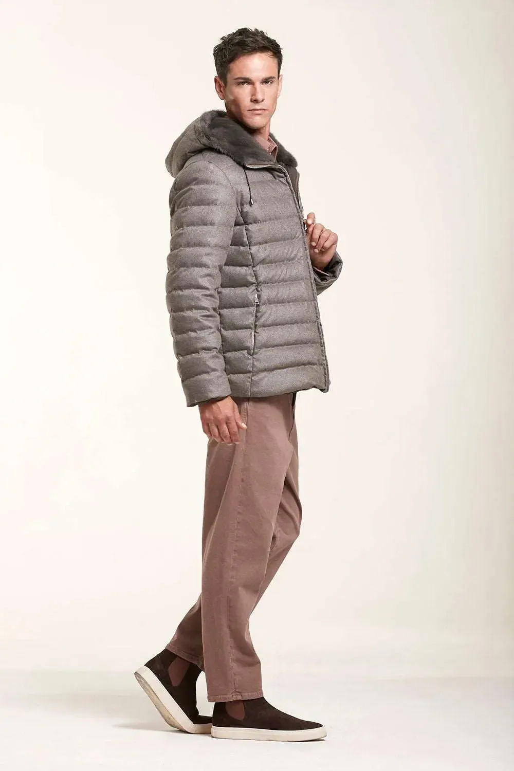 Hooded cashmere jacket