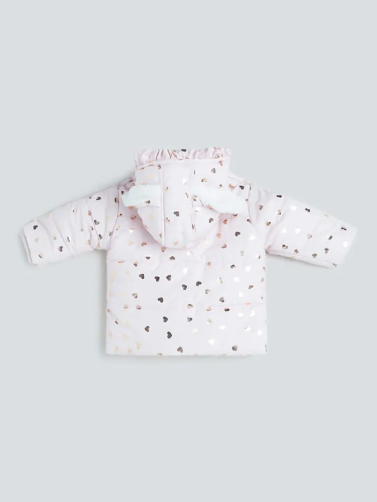 HOP Baby Light Pink Printed Puffer Jacket