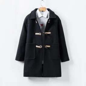 Horn Button Mid-length Men's Woolen Coat