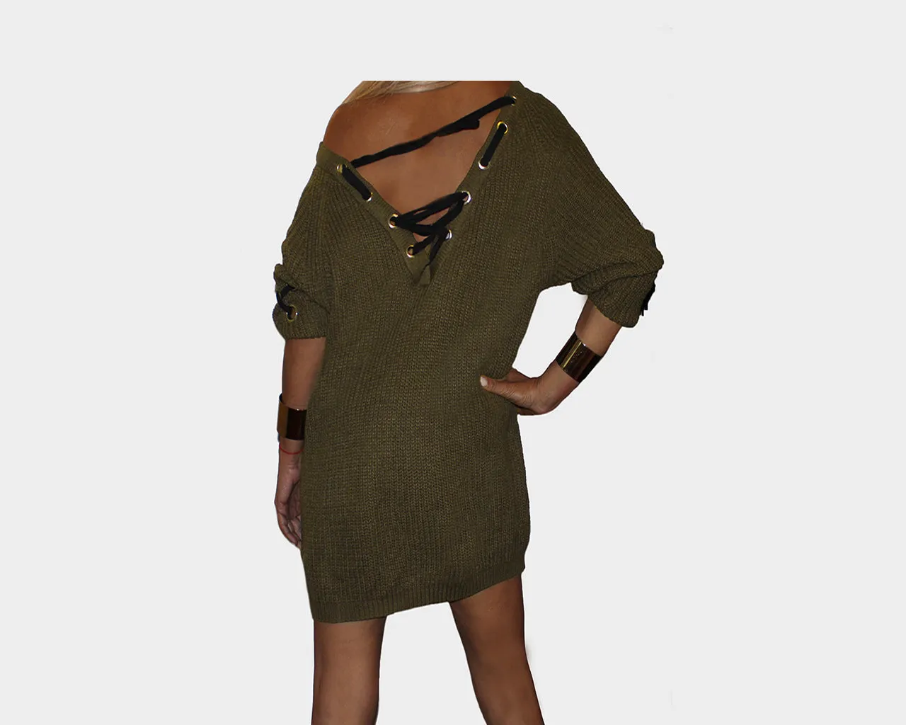 Hunter Green Off the Shoulder Dress - The St. Moritz