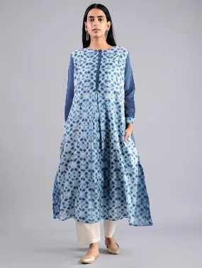 Indigo Shibori A-line Kurta (Set of 2)