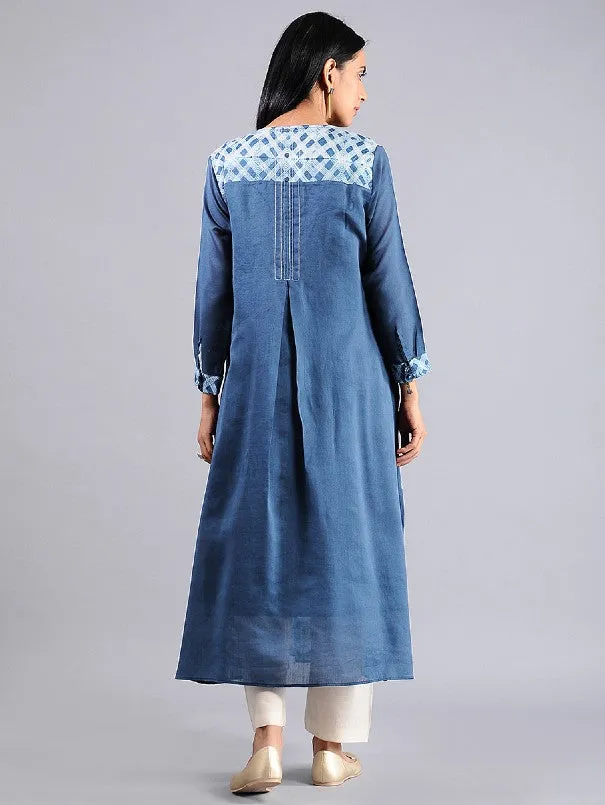 Indigo Shibori A-line Kurta (Set of 2)