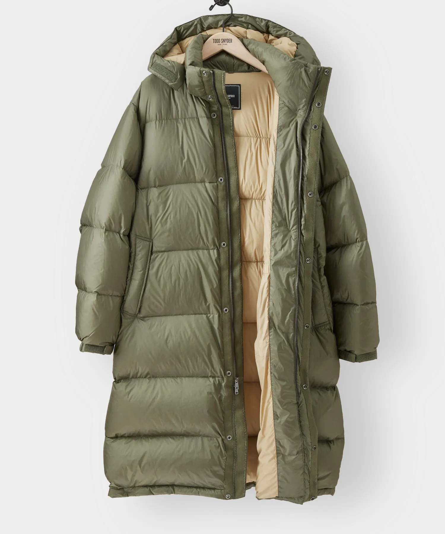 Italian Long Tech Down Parka in Olive