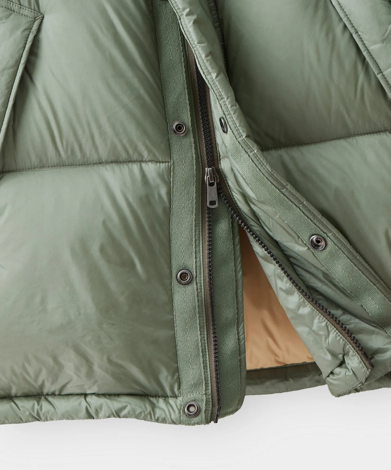 Italian Short Tech Down Parka in Green Smoke