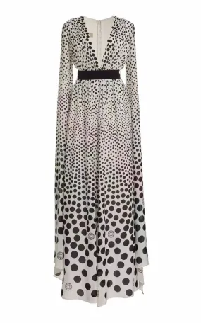 Jessie Cape-detailed Dotted Maxi Dress