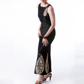 Kala Ambi Long Black Silk Bridesmaids Dress