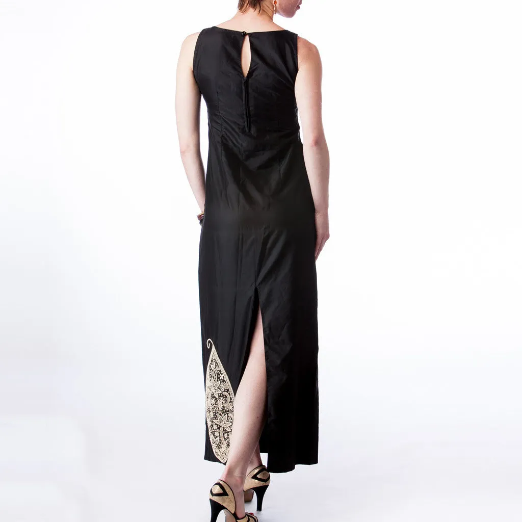 Kala Ambi Long Black Silk Bridesmaids Dress