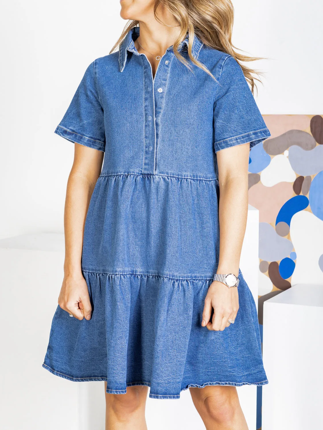 Kellie Denim Dress - 80 Wash