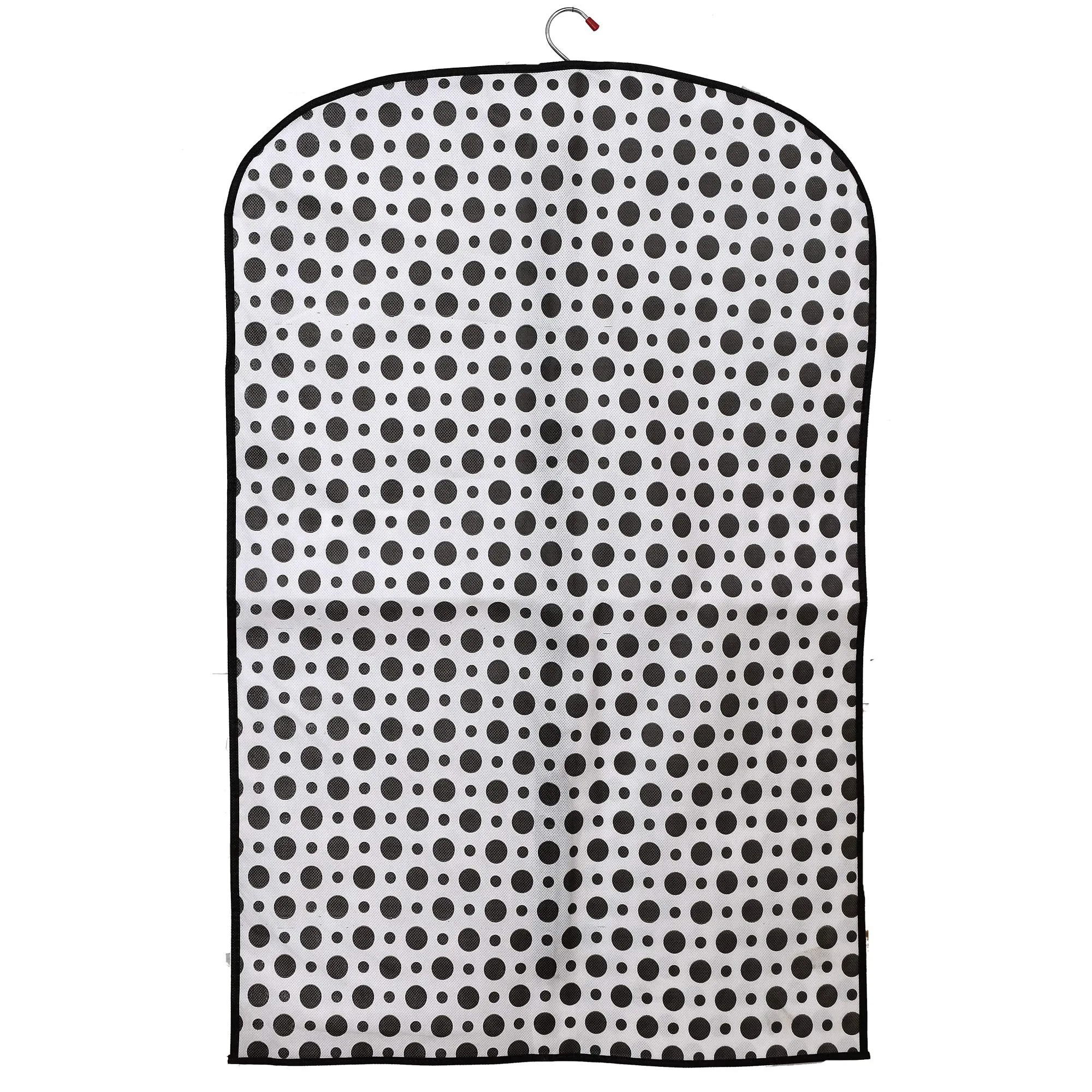 Kuber Industries Polka Dots Printed 12 Pieces Half Transparent Non Woven Men's Coat Blazer Cover (Black & White)-KUBMART881