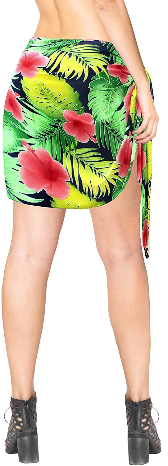 LA LEELA Swimsuit Cover-Up Sarong Beach Wrap Skirt Hawaiian Sarongs for Women Plus Size Short Half Mini ZZ