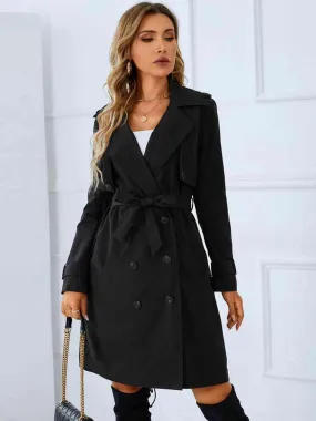 Lapel Collar Double-Breasted Trench Coat