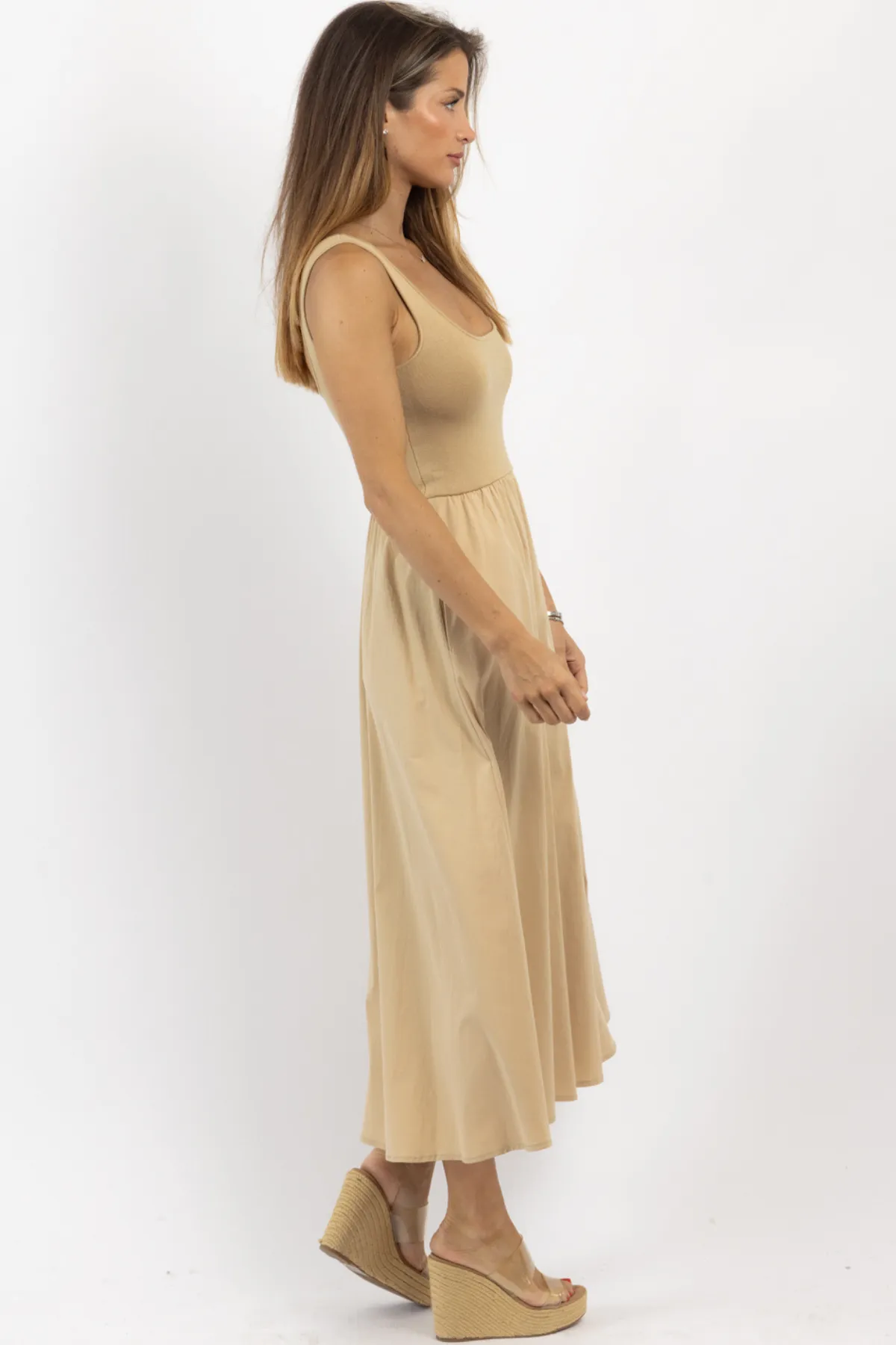 LUCINDA KHAKI MIDI DRESS