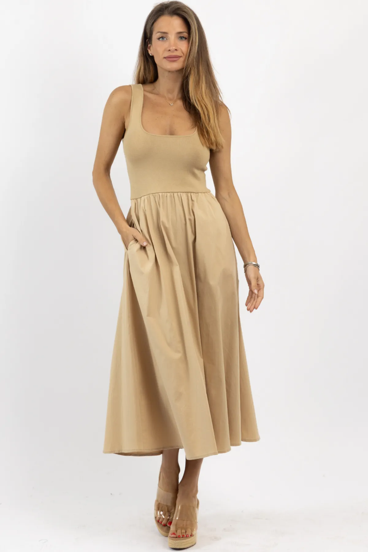 LUCINDA KHAKI MIDI DRESS