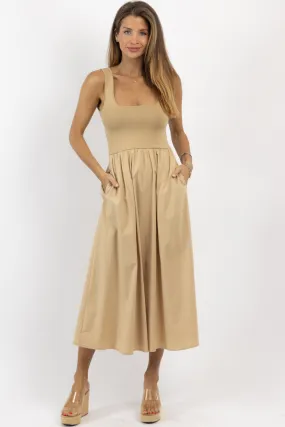 LUCINDA KHAKI MIDI DRESS