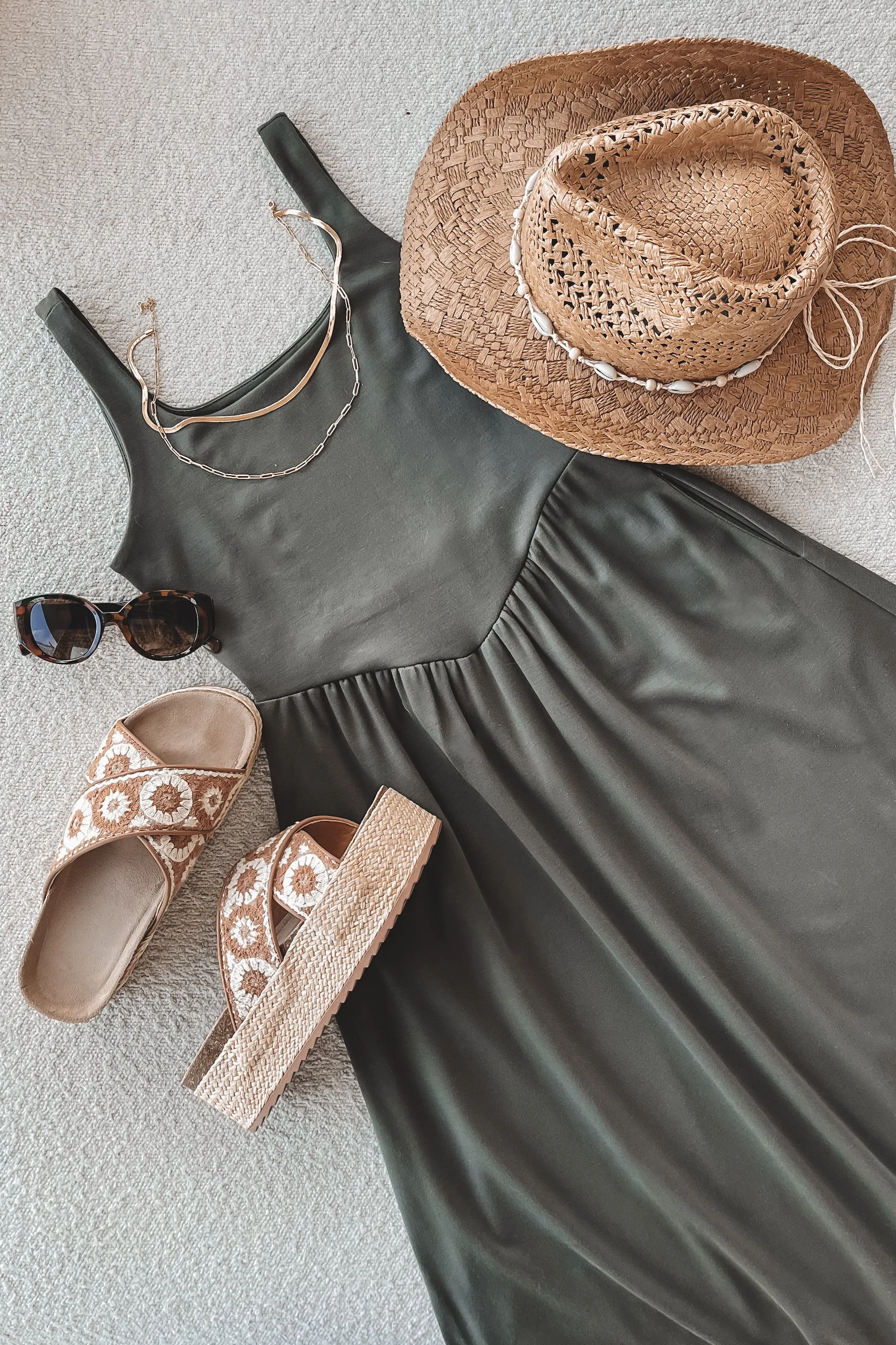 Luxe Comfort Olive Midi Dress