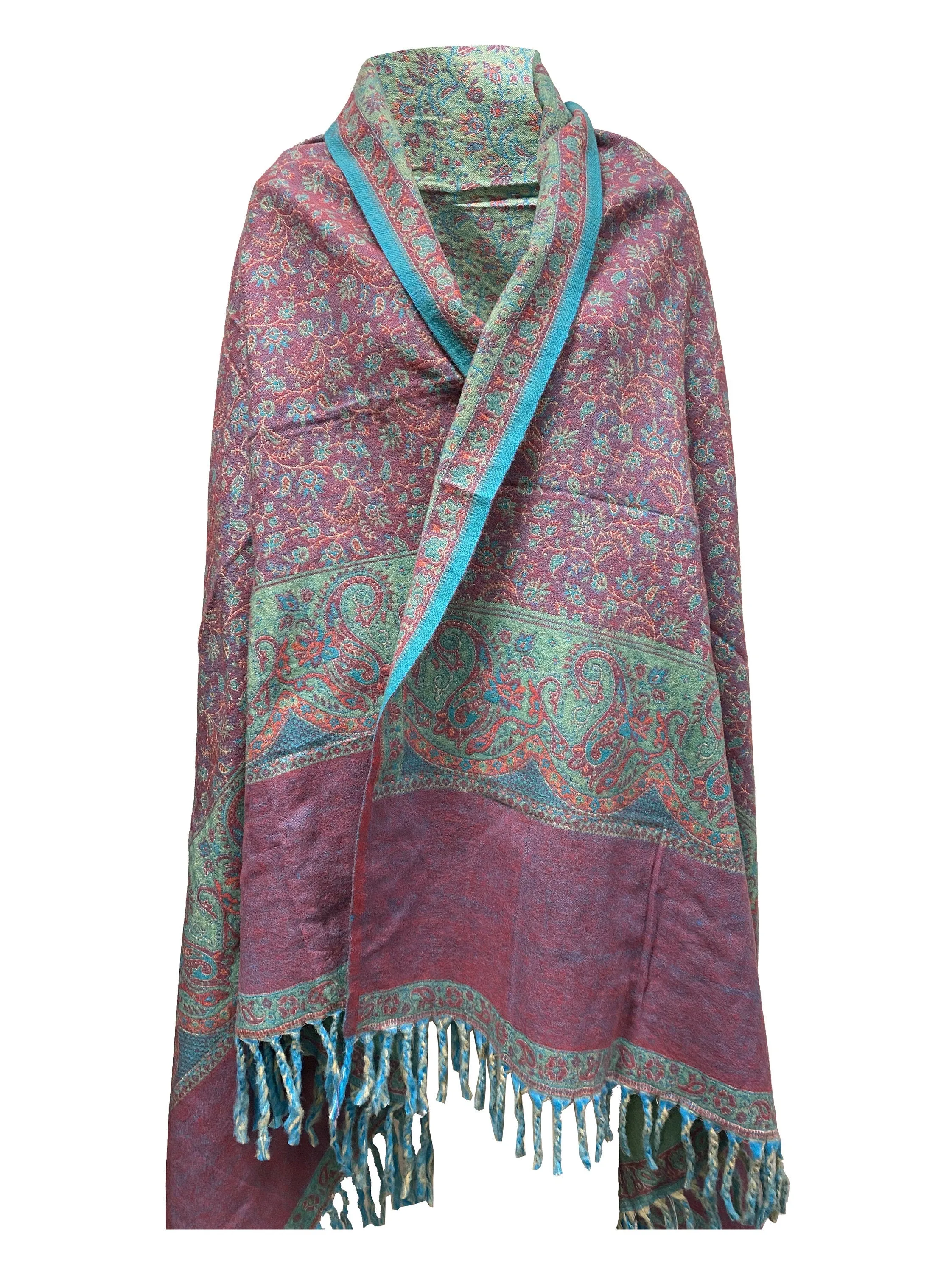 LUXURY HANDMADE  Mint Colour mixed Floral Scarf Yak Wool yoga blanket stole unisex Travel Wrap Meditation Soft Shawl special Gift for her