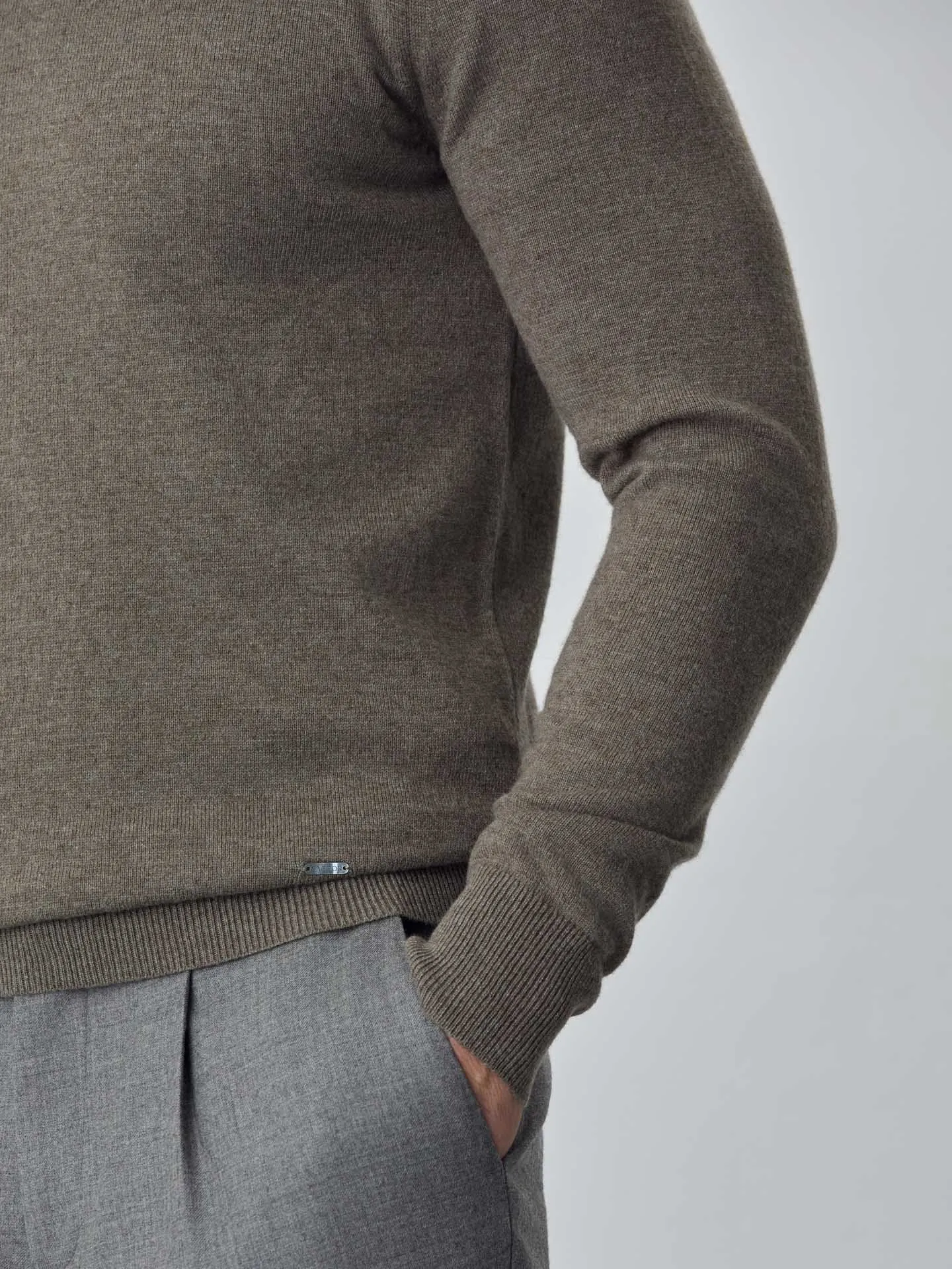 Machine Washable Crew Neck Sweater With Long Sleeves In Lambswool Blend