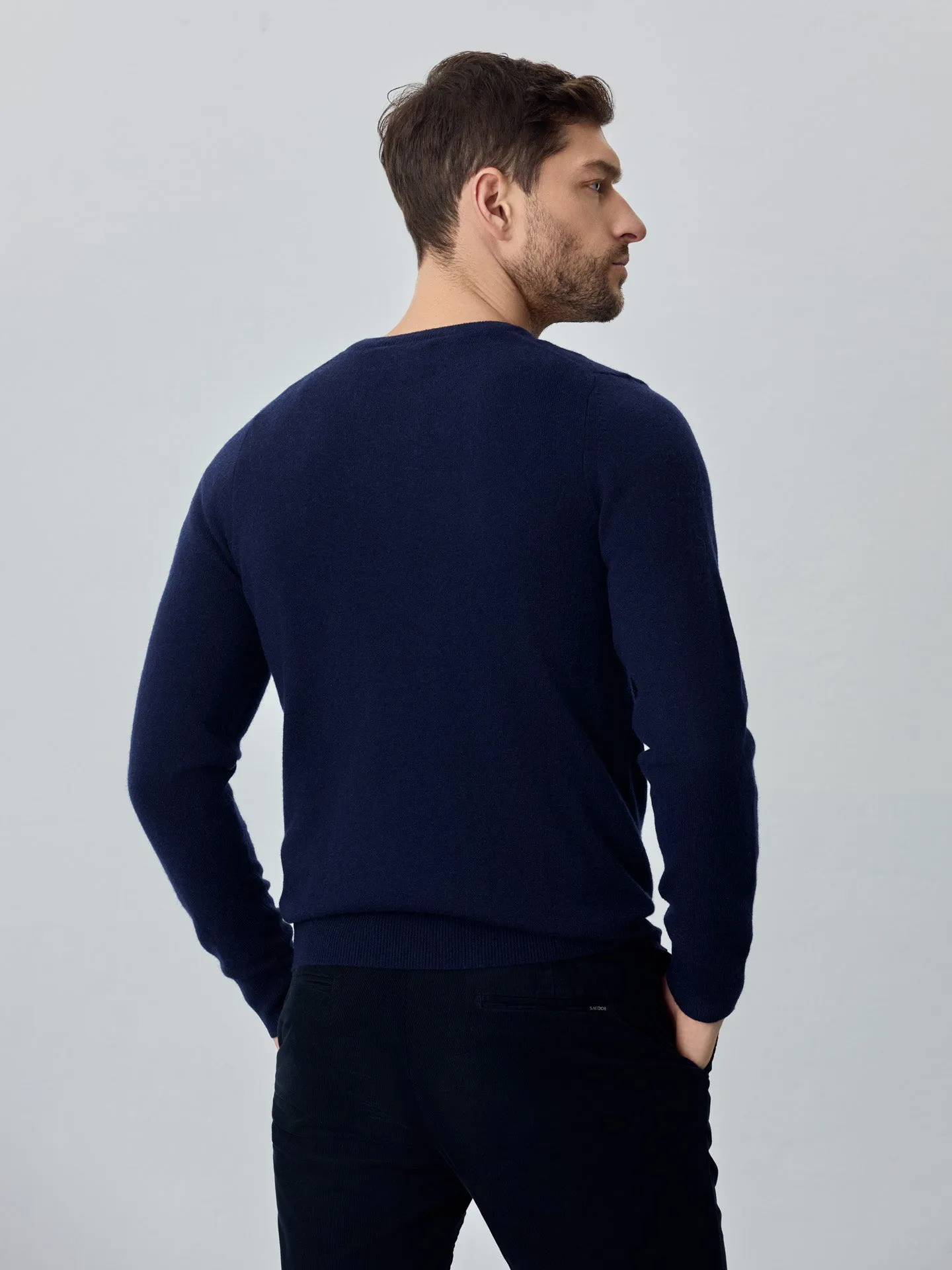 Machine Washable Crew Neck Sweater With Long Sleeves In Lambswool Blend