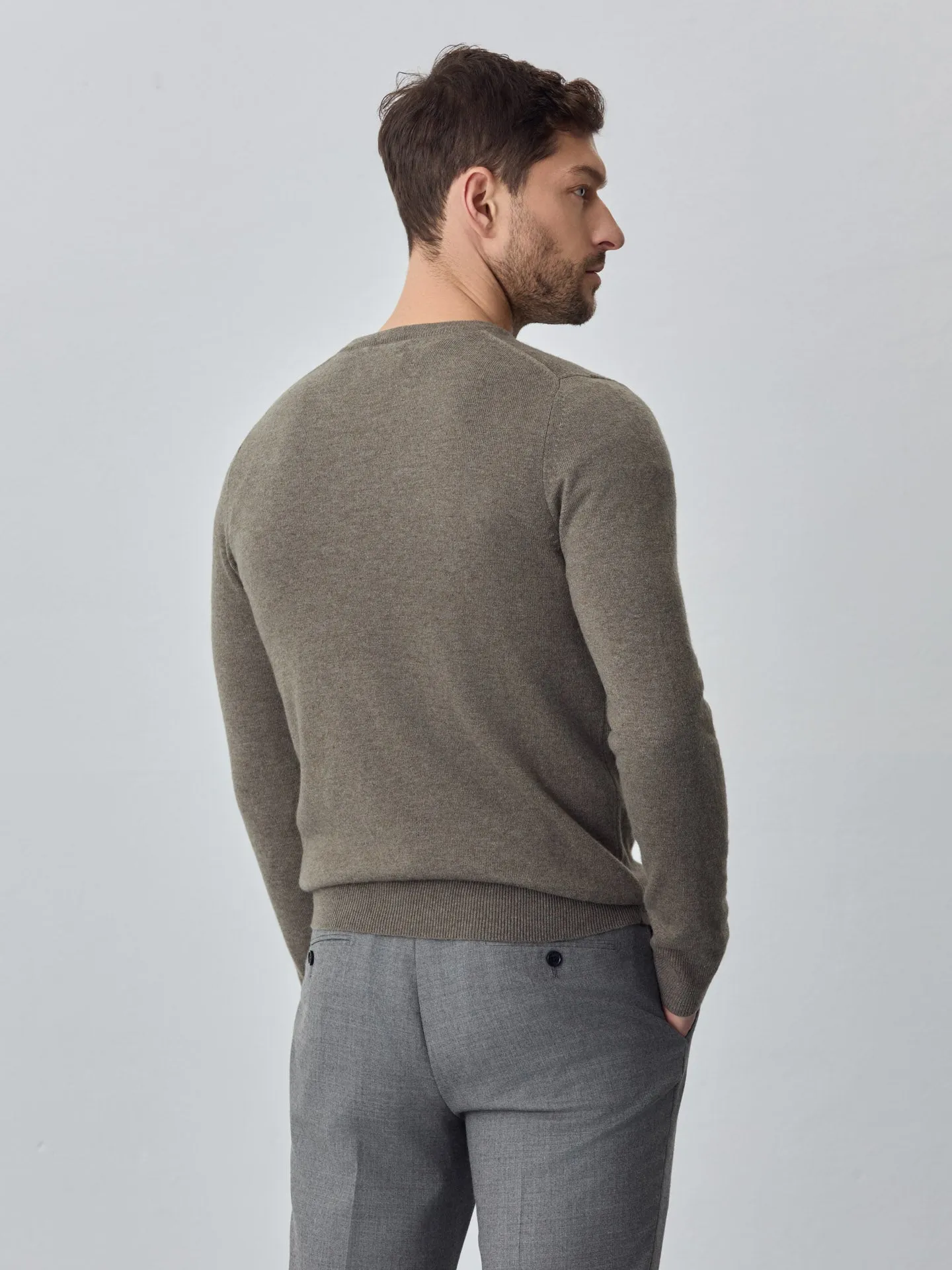 Machine Washable Crew Neck Sweater With Long Sleeves In Lambswool Blend