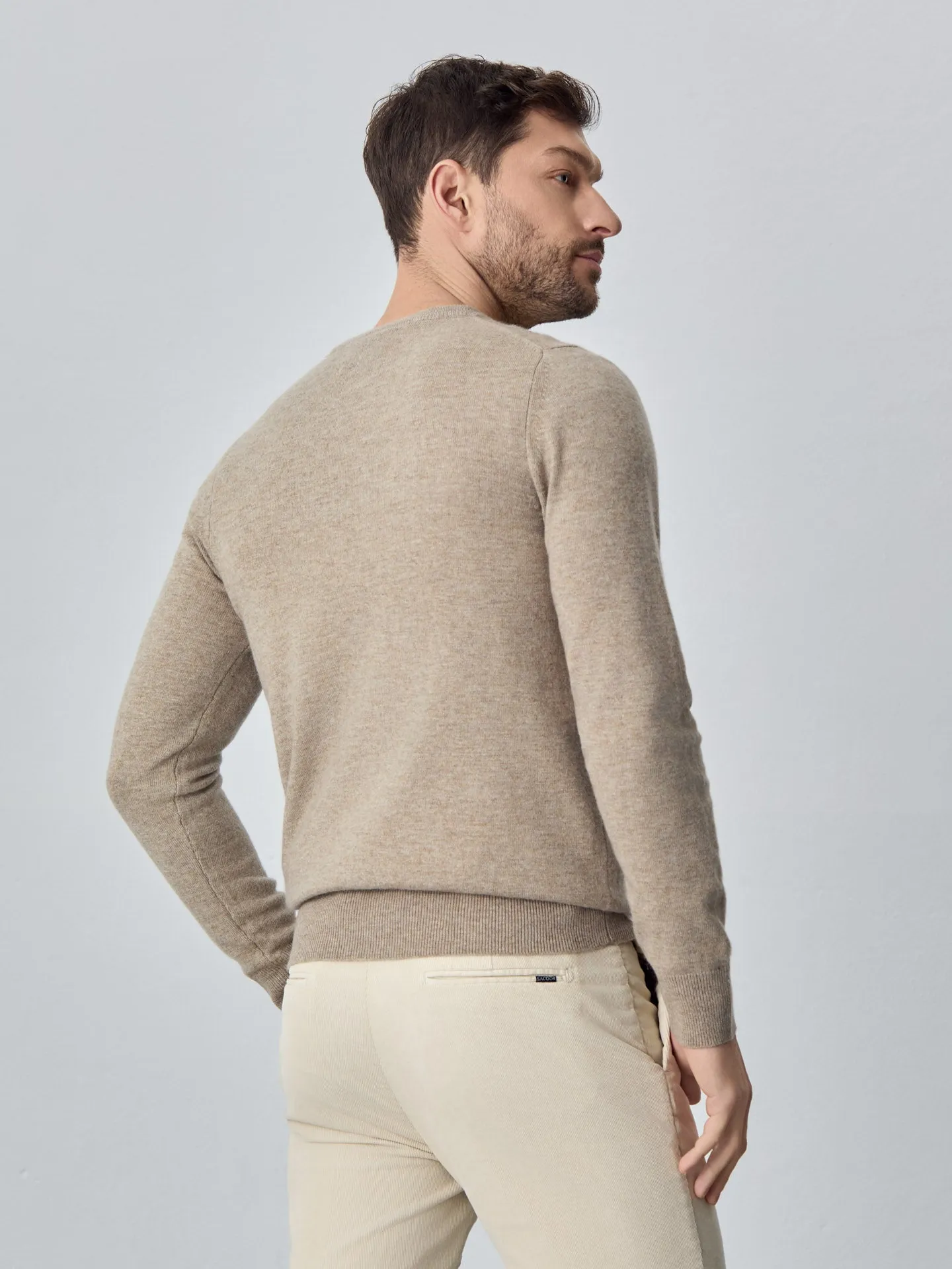 Machine Washable Crew Neck Sweater With Long Sleeves In Lambswool Blend