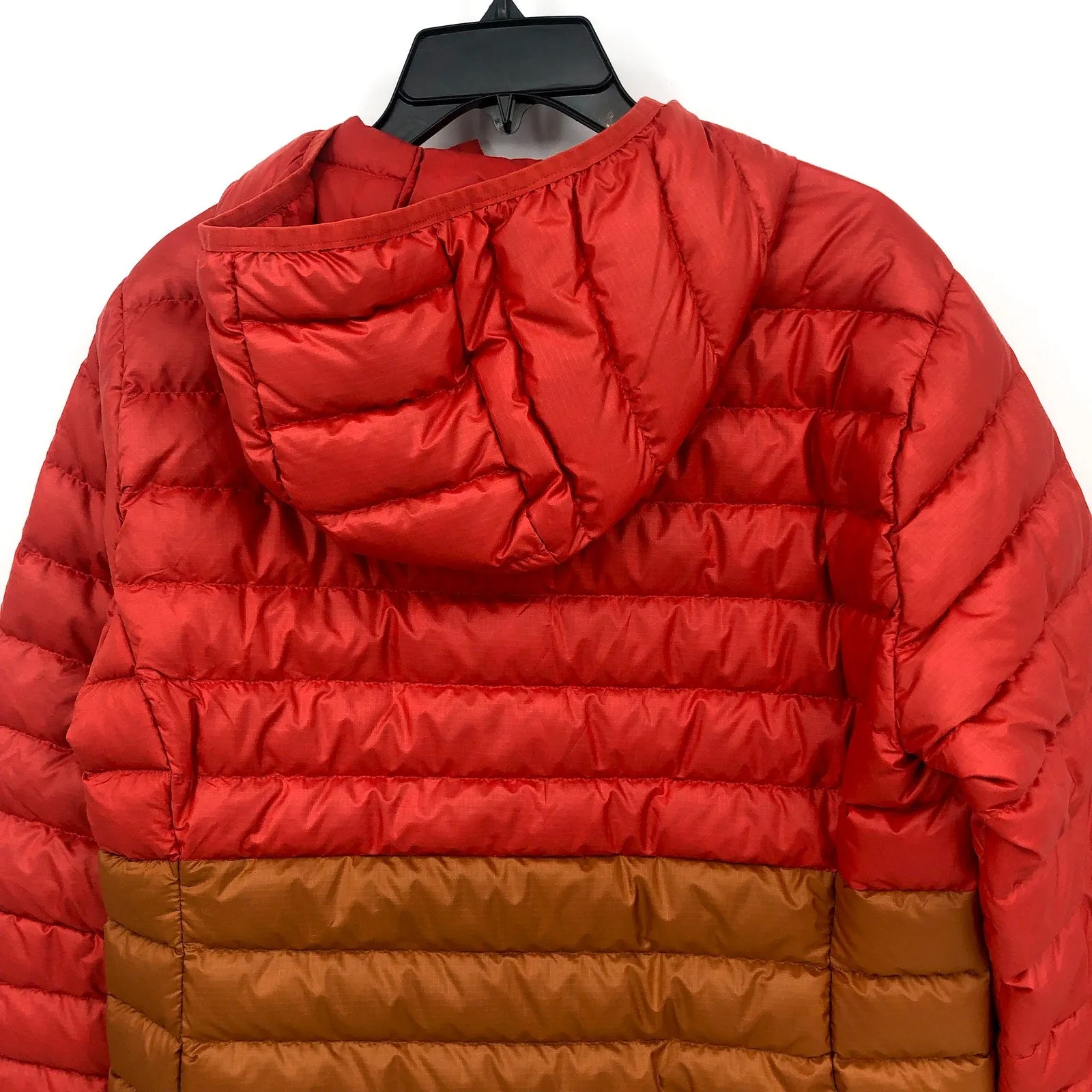 MARMOT Women's Highlander Down Puffer Jacket XL Red Gold Hood Coat 700 Fill NWT