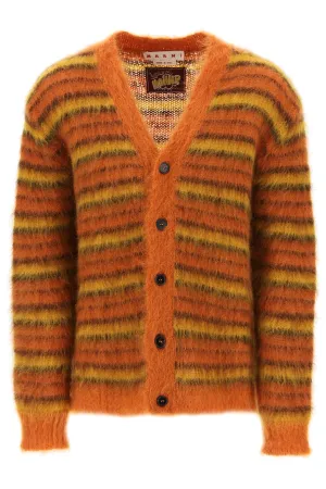 Marni cardigan in striped brushed mohair