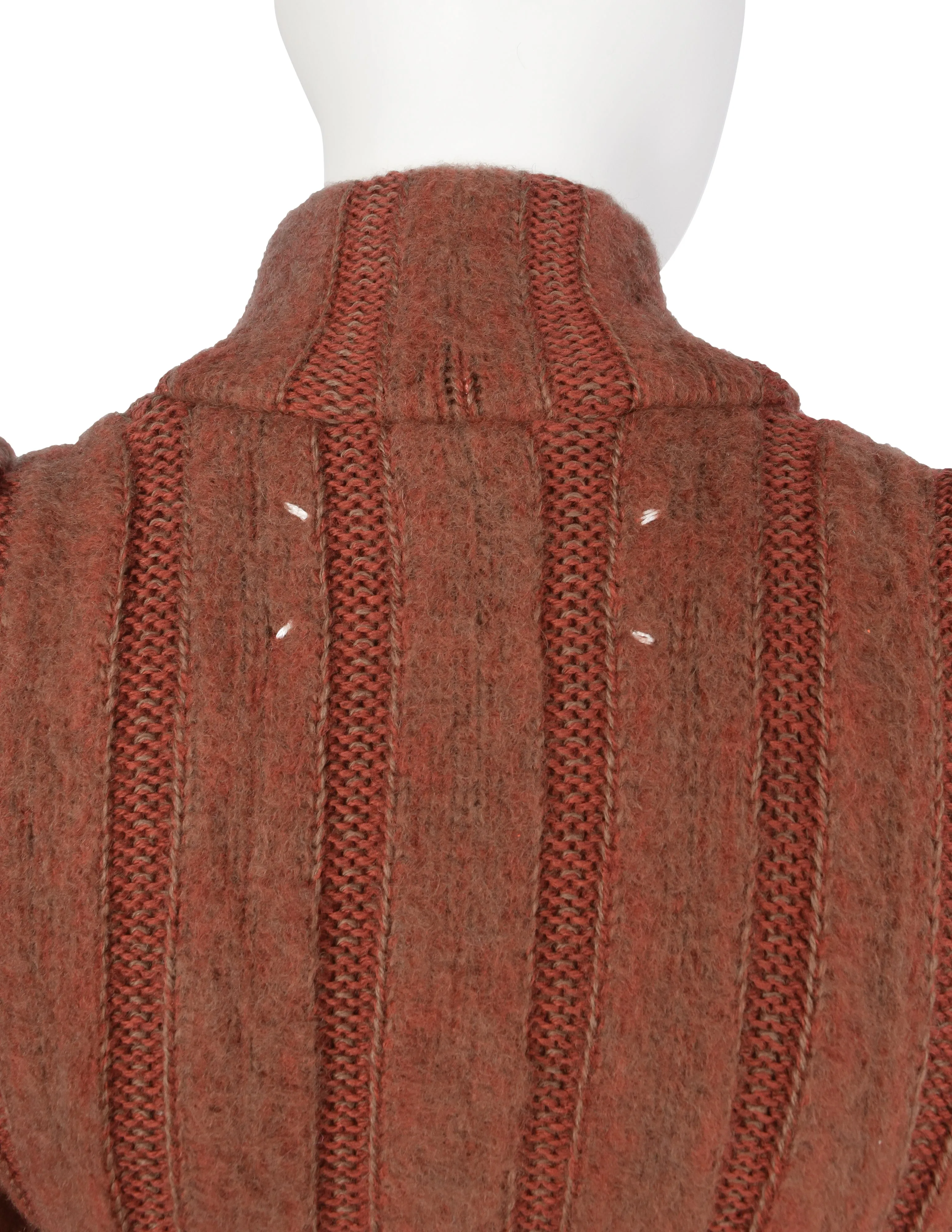 Martin Margiela Vintage AW 1989 Rare and Extraordinary Rust Ribbed Darted V Neck Sweater