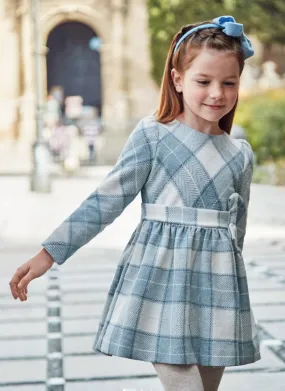 Mayoral Girls Bluebell Plaid Bow Dress