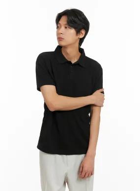 Men's Basic Short Sleeve Polo Shirt (Black) IY424